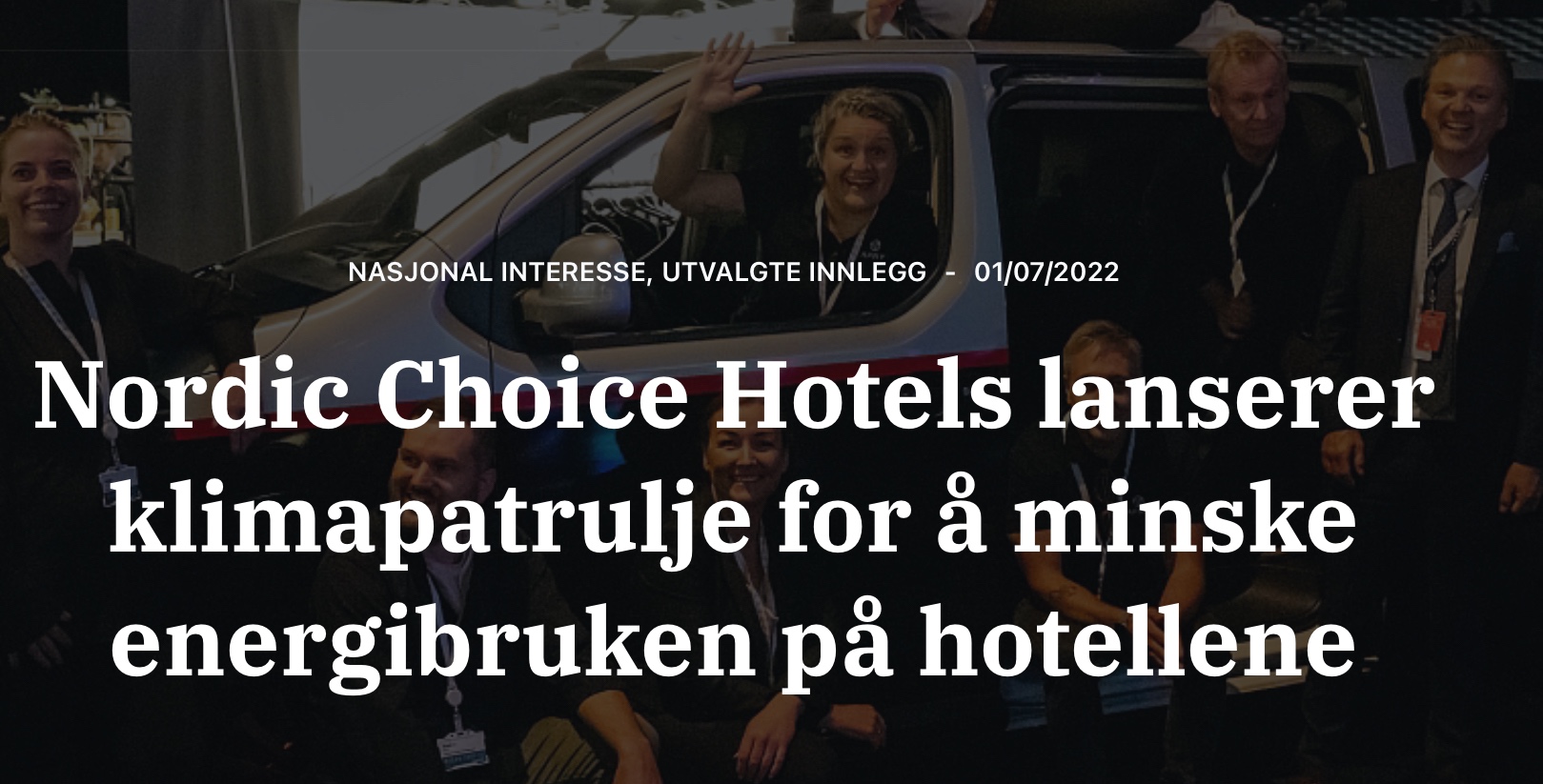 Nordic Choice Hotels lanserer klimapatrulje for å minske energibruken på hotellene