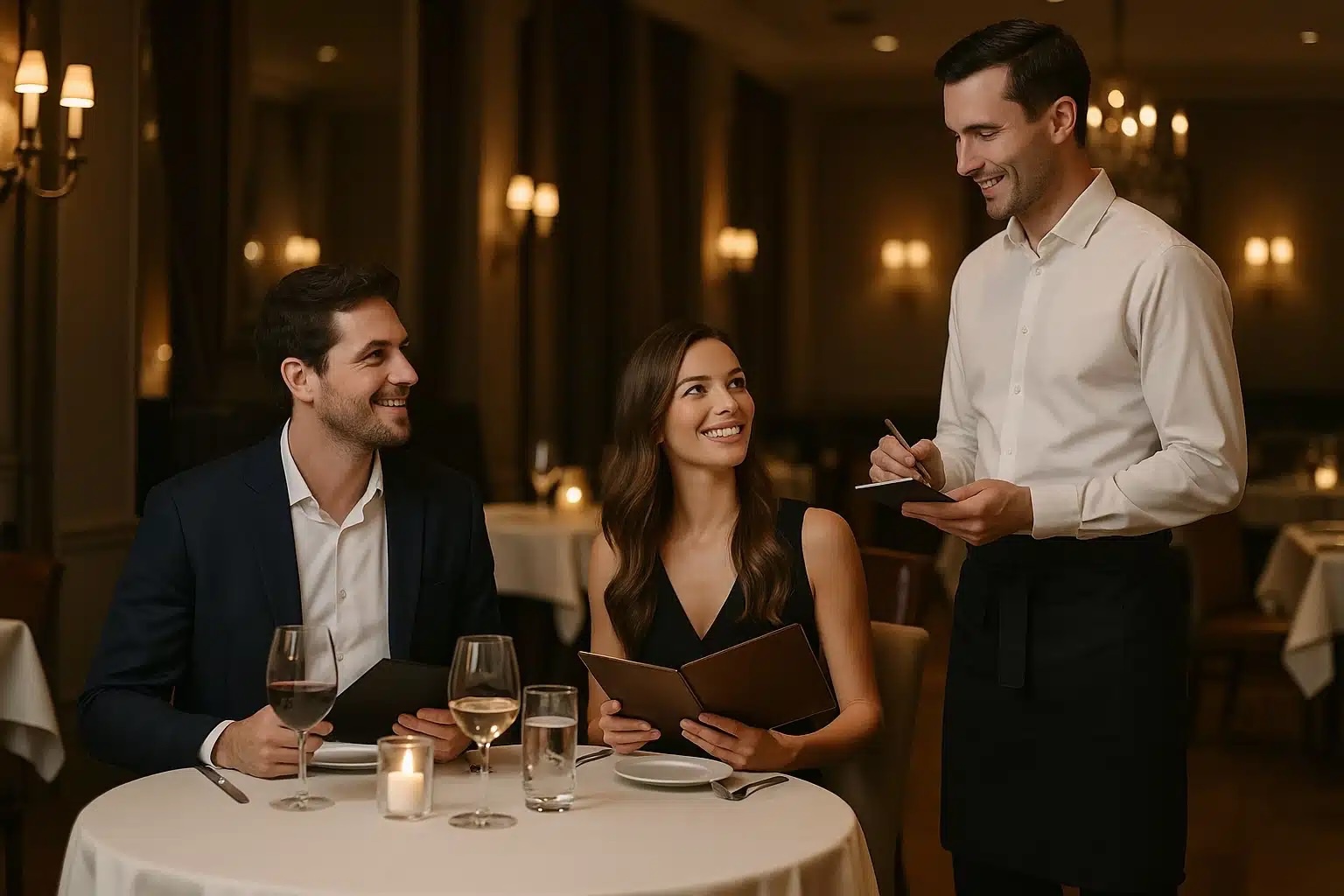 Blague du jour : Au restaurant, un serveur prend la commande d’un couple