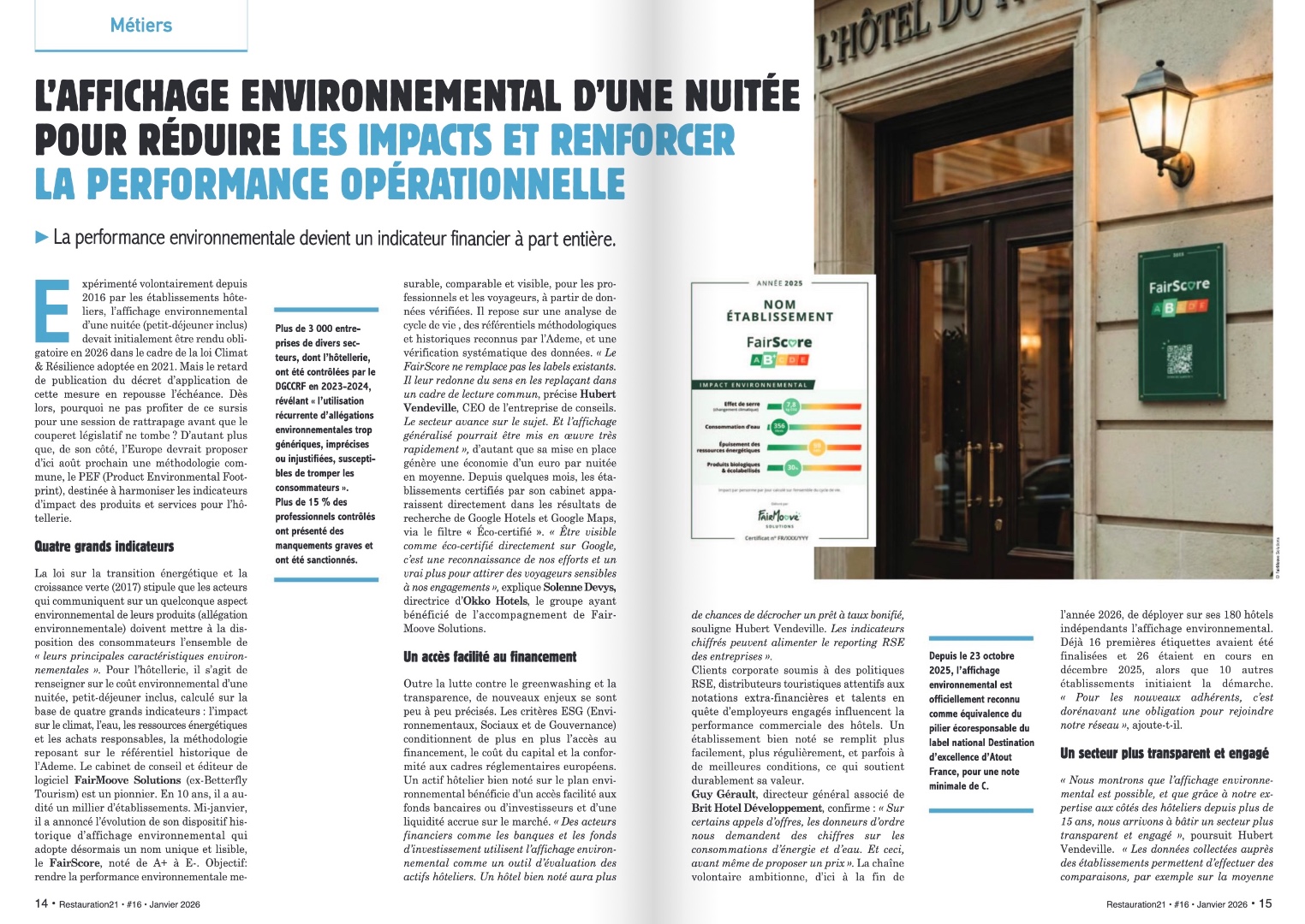 L’AFFICHAGE ENVIRONNEMENTAL D’UNE NUITÉE POUR RÉDUIRE LES IMPACTS ET RENFORCER LA PERFORMANCE OPÉRATIONNELLE